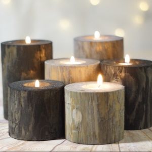 Stained wooden candle holders